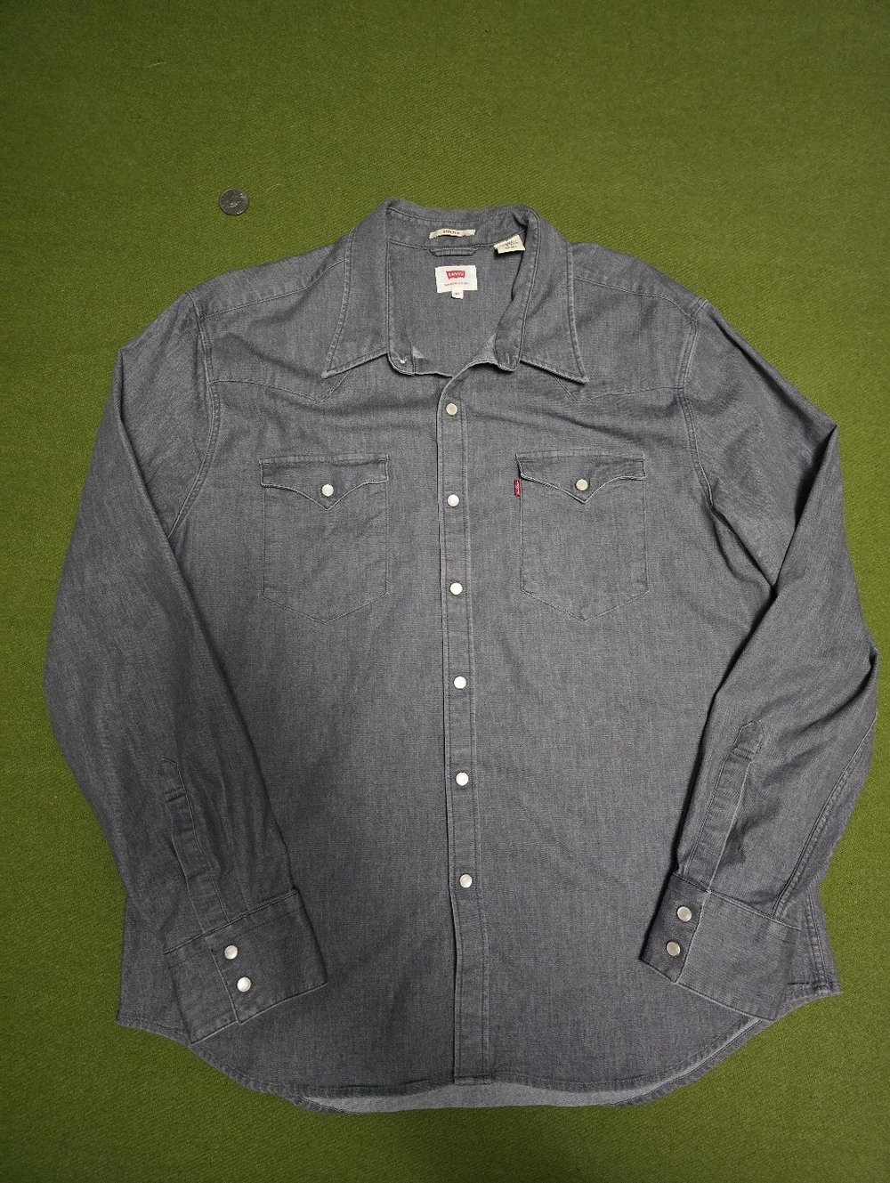 Levi's Men's Gray Denim Snap-Front Western Shirt